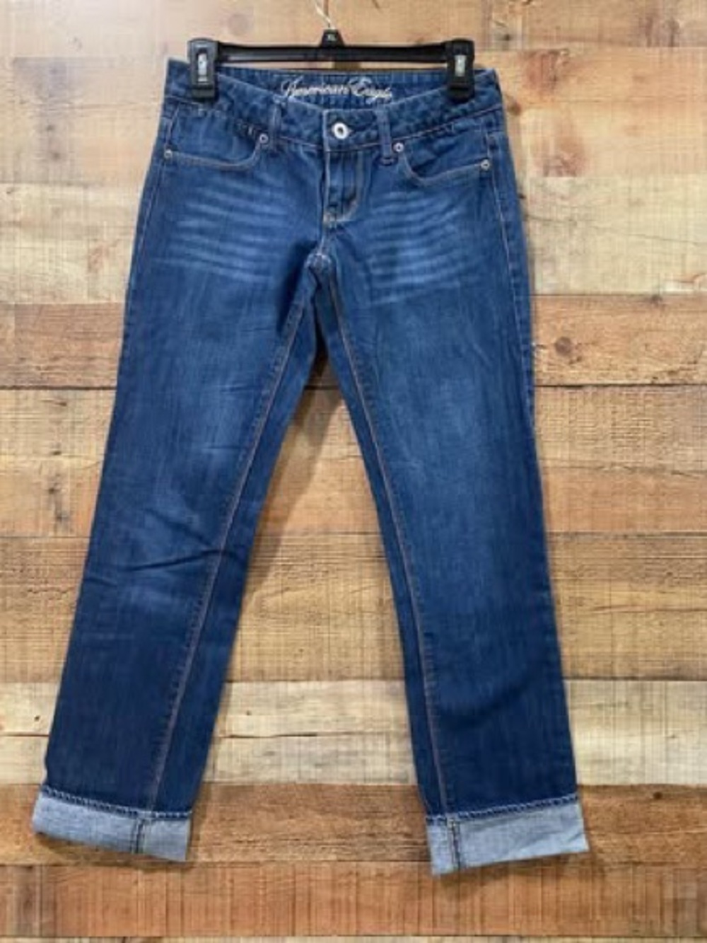 American Eagle 77 Straight Short Dark Blue Cropped Jeans Size 0 Short